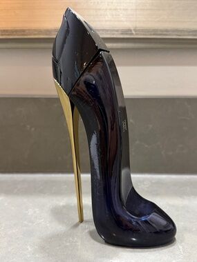 Carolina Herrera Glossy Black Heel with Gold Stiletto
